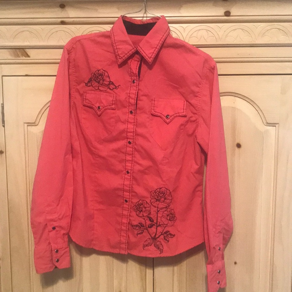 El General Womens Rose Embroidered western shirt